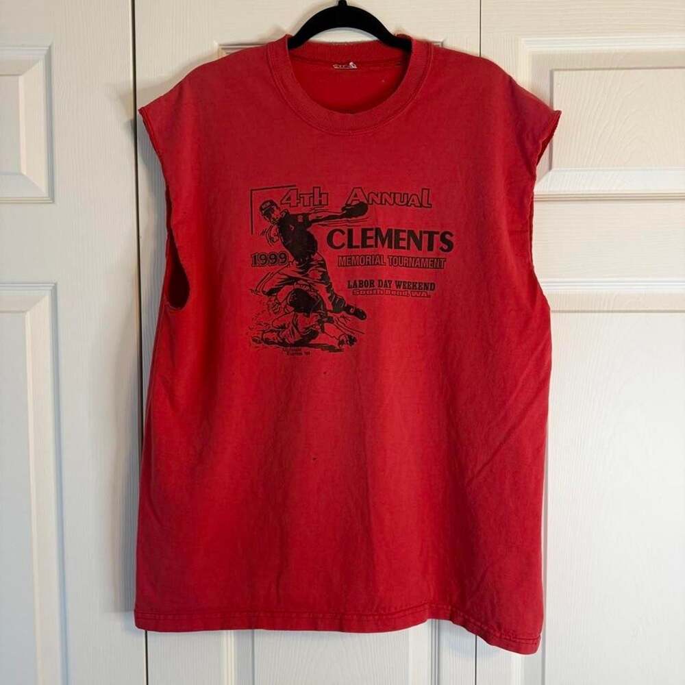 Vintage 1999 Clements Memorial Tournament Baseball Sleeveless T-Shirt